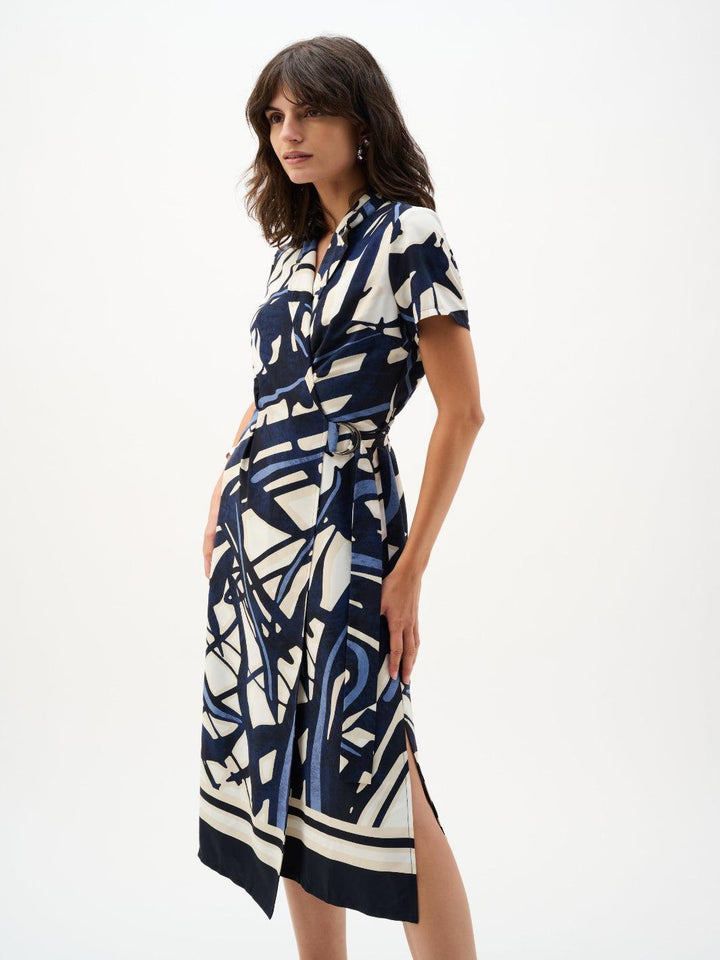 Joseph Ribkoff Midi Dress In Vanilla/Multi 262128-Nicola Ross