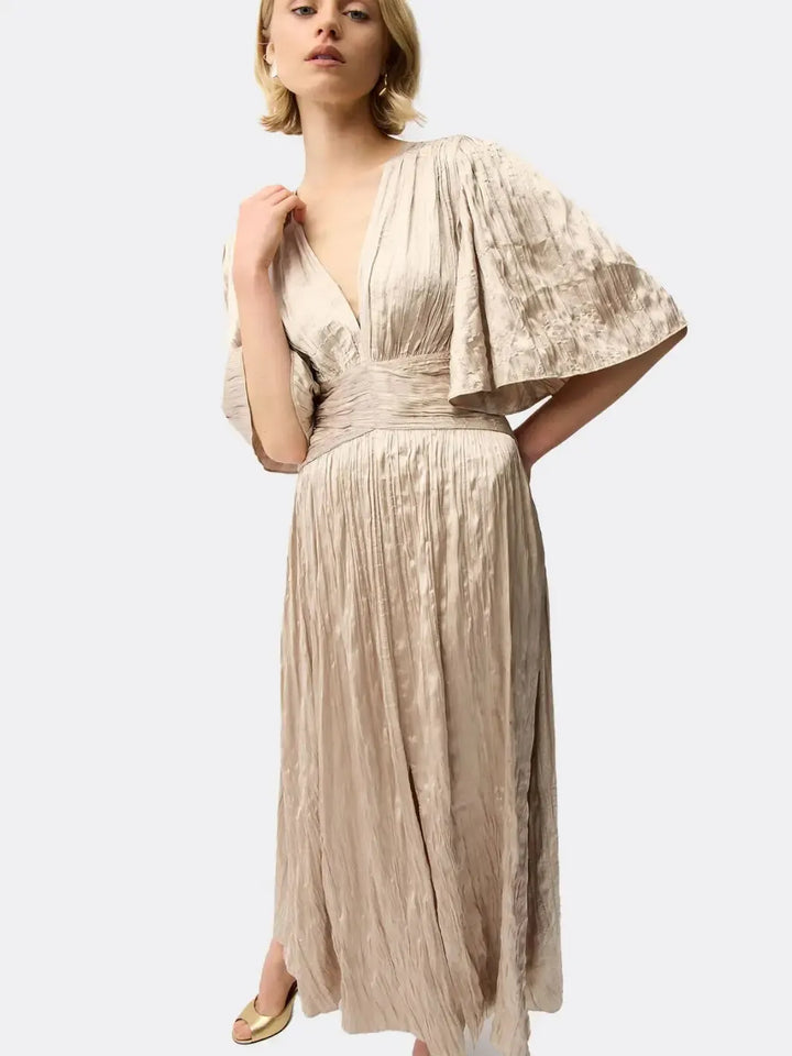 Joseph Ribkoff Midi Satin Dress In Beige 261962-Nicola Ross