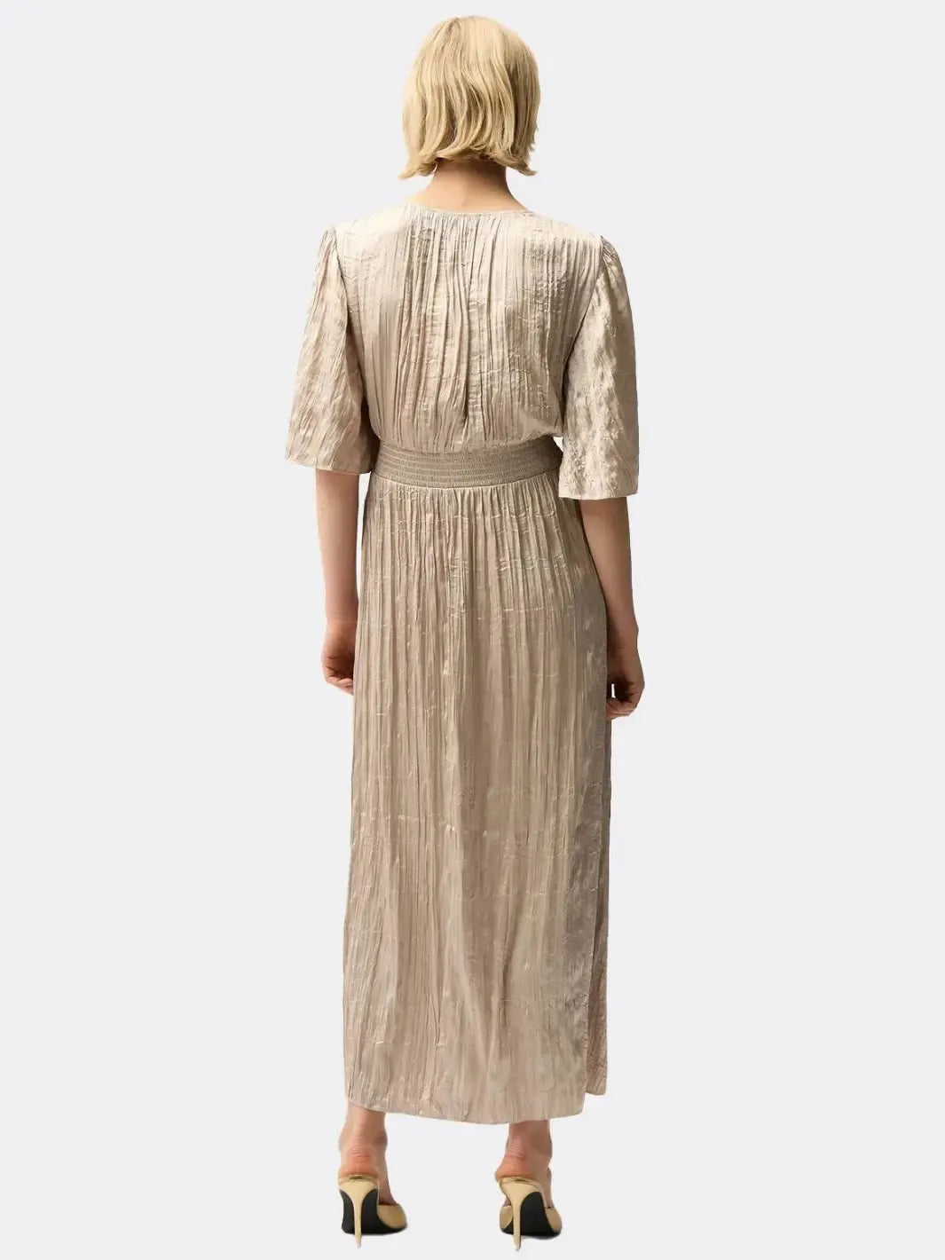 Joseph Ribkoff Midi Satin Dress In Beige 261962-Nicola Ross