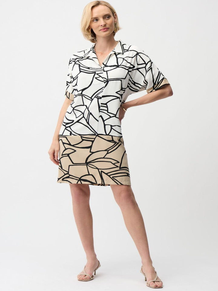 Joseph Ribkoff Mini Shift Dress In Vanilla/Multi 261087-Nicola Ross