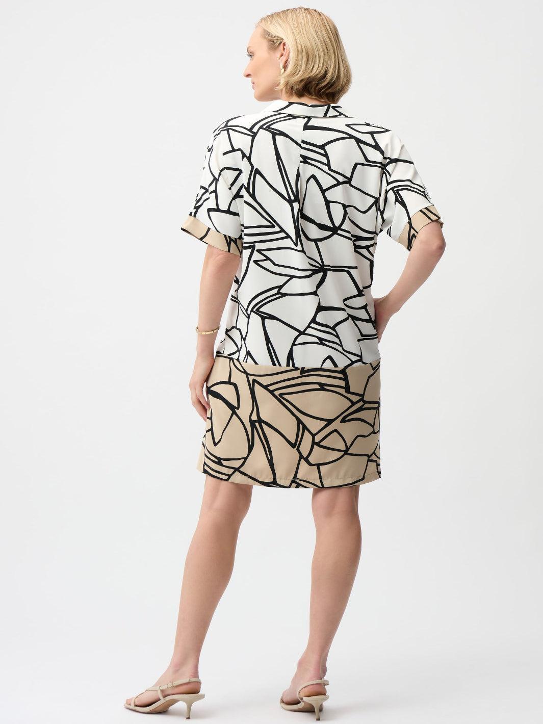 Joseph Ribkoff Mini Shift Dress In Vanilla/Multi 261087-Nicola Ross