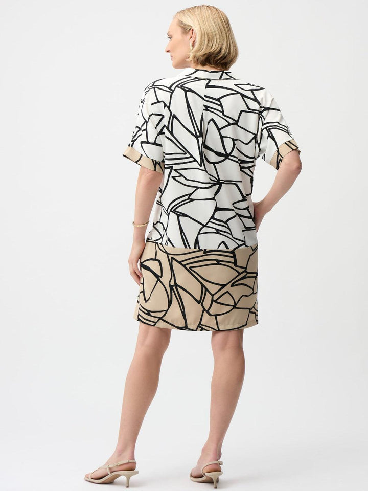 Joseph Ribkoff Mini Shift Dress In Vanilla/Multi 261087-Nicola Ross