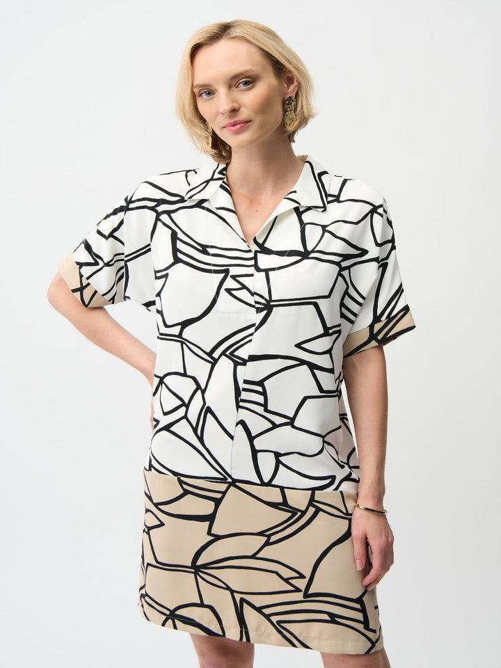 Joseph Ribkoff Mini Shift Dress In Vanilla/Multi 261087-Nicola Ross