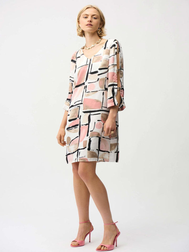 Joseph Ribkoff Mini Shift Dress In Vanilla/Multi 261258-Nicola Ross