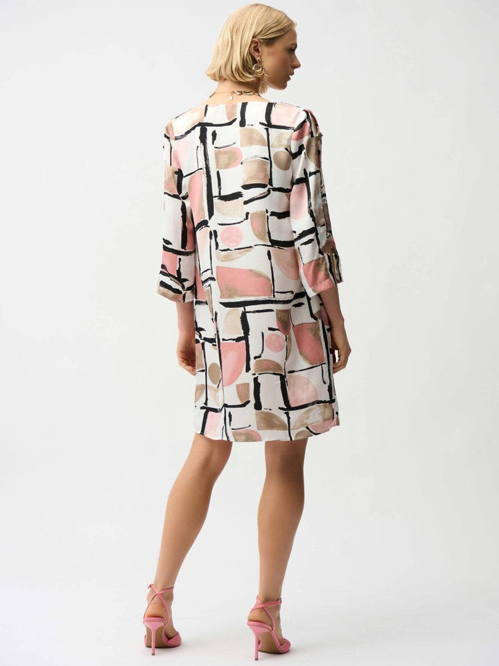 Joseph Ribkoff Mini Shift Dress In Vanilla/Multi 261258-Nicola Ross