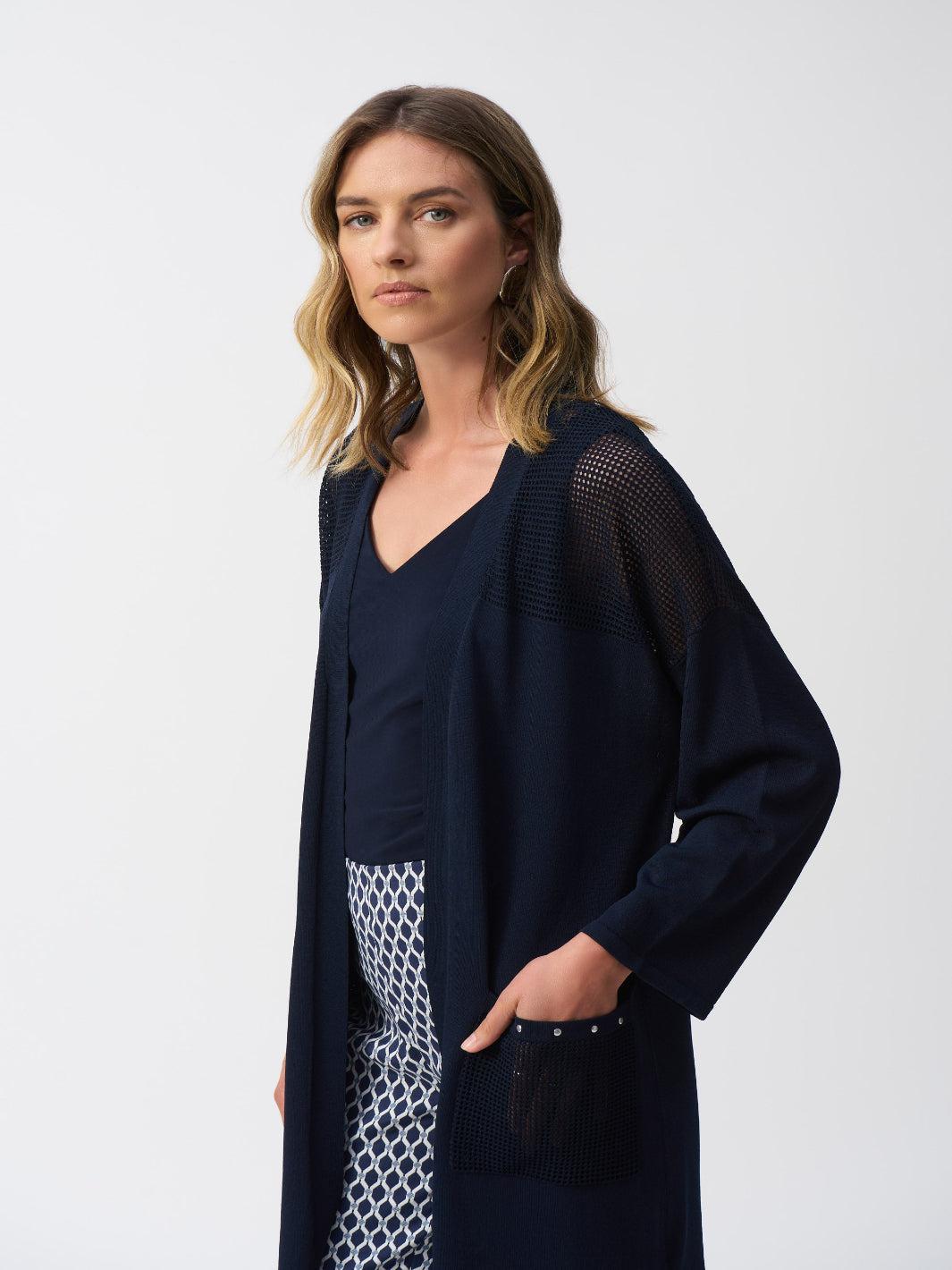Joseph Ribkoff Minimalistic Long Cardigan In Midnight Blue 251926-Nicola Ross