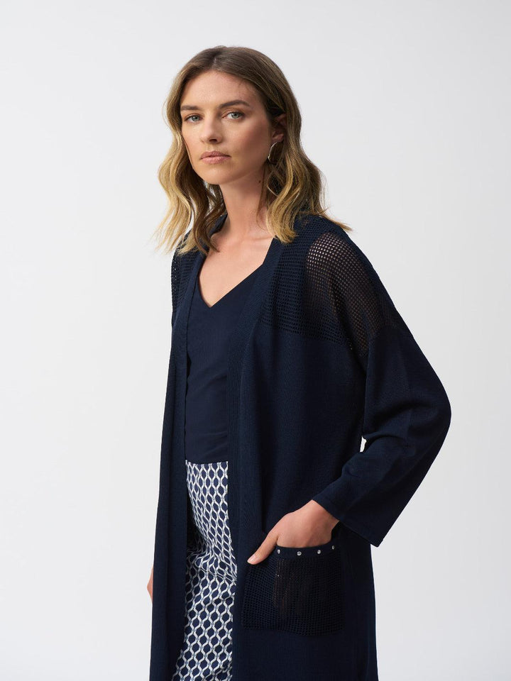 Joseph Ribkoff Minimalistic Long Cardigan In Midnight Blue 251926-Nicola Ross