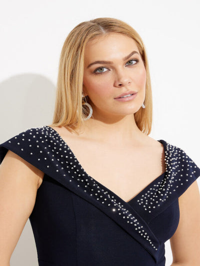 Joseph Ribkoff - Off-shoulder Jumpsuit in Midnight Blue 233736-Nicola Ross