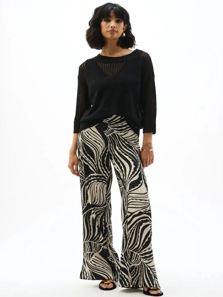 Joseph Ribkoff Open Knit Sweater In Black 262976-Nicola Ross