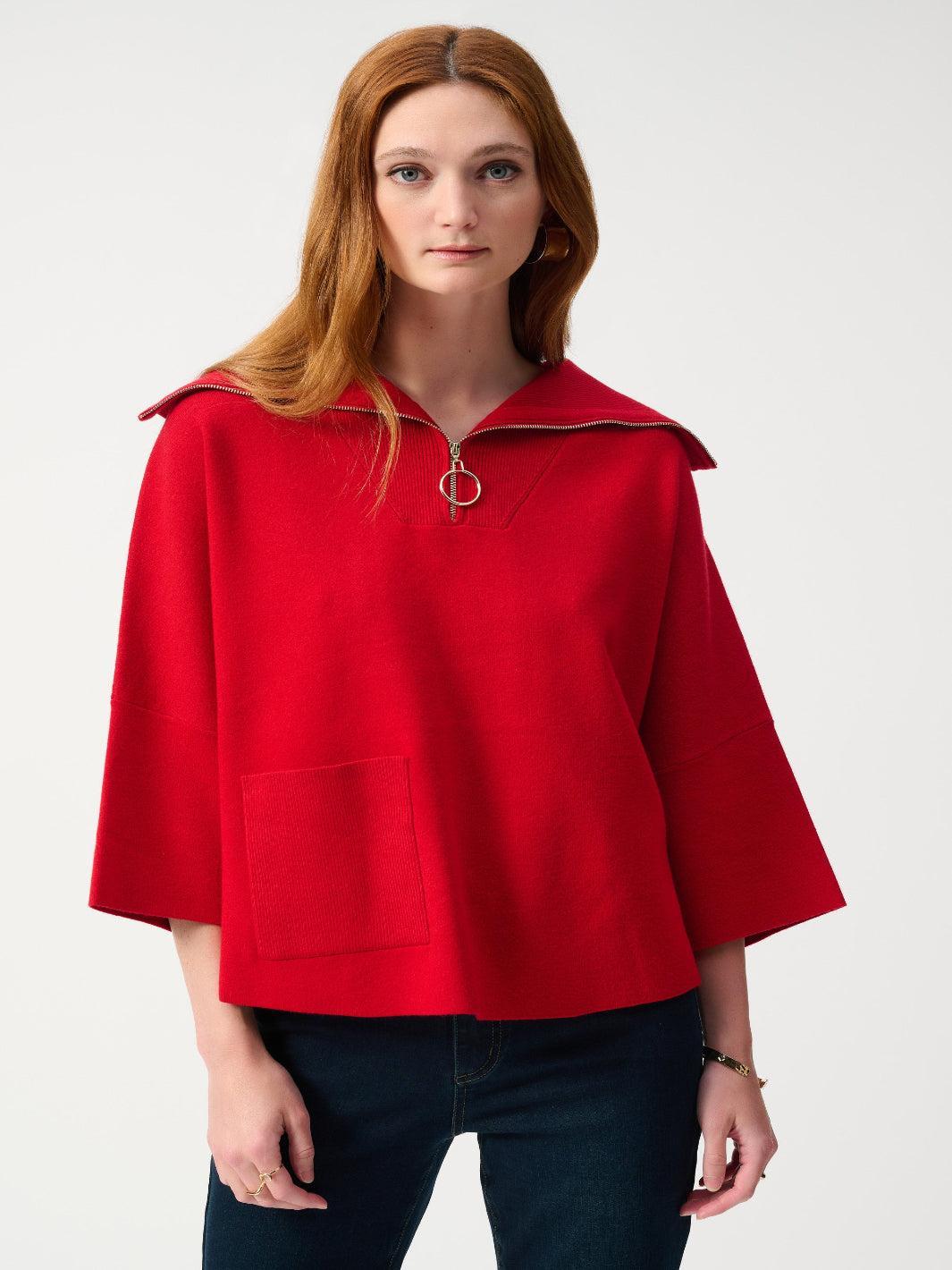 Joseph Ribkoff Oversized Cutaway Dolman Top In Red 243954S25-Nicola Ross