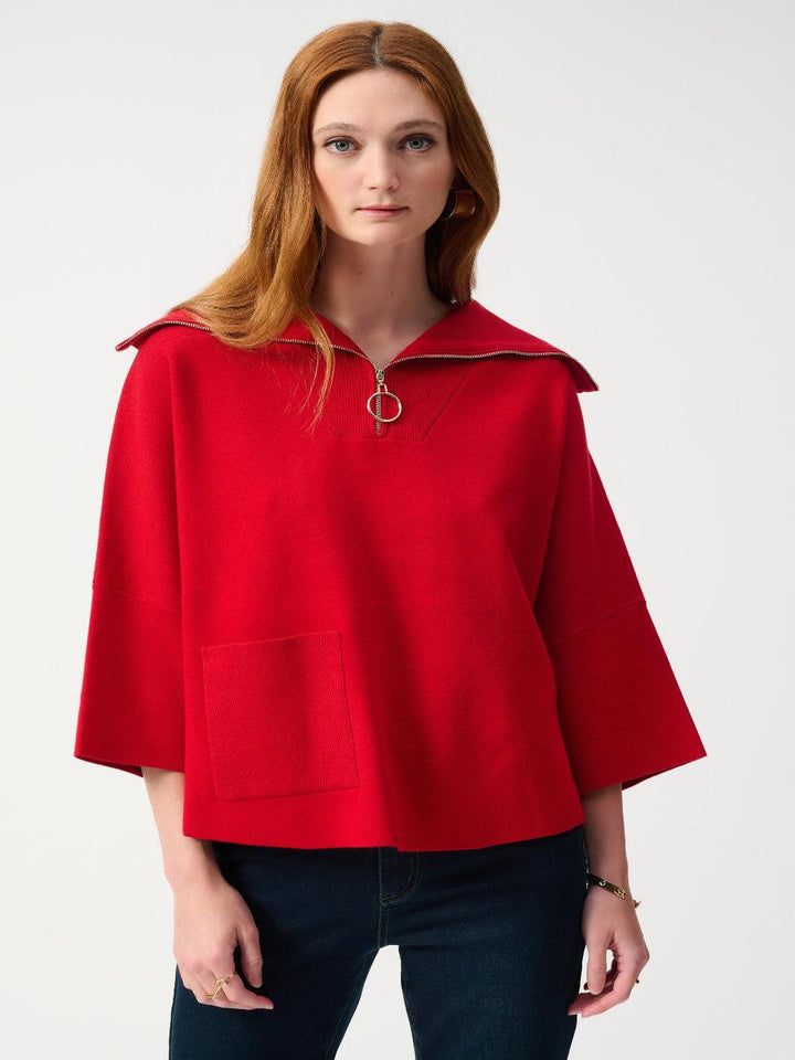 Joseph Ribkoff Oversized Cutaway Dolman Top In Red 243954S25-Nicola Ross