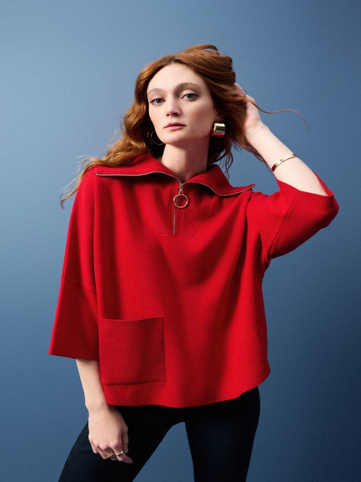 Joseph Ribkoff Oversized Cutaway Dolman Top In Red 243954S25-Nicola Ross