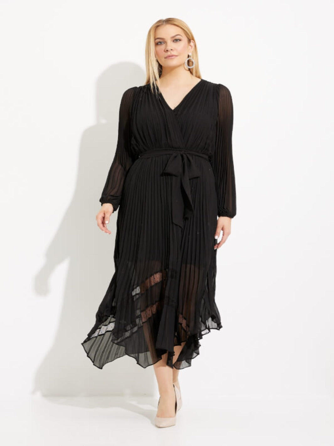 Joseph Ribkoff - Pleated Chiffon Gown In Black 233708-Nicola Ross
