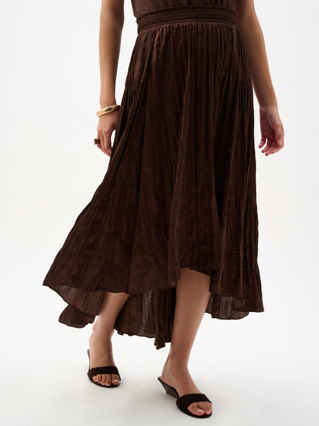Joseph Ribkoff Pleated Skirt In Mahogony 262960-Nicola Ross