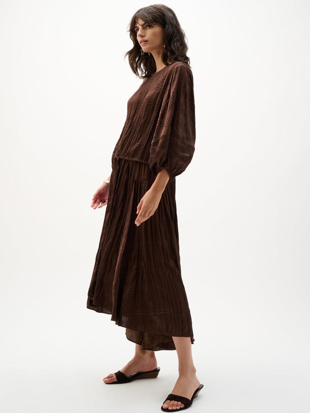 Joseph Ribkoff Pleated Skirt In Mahogony 262960-Nicola Ross
