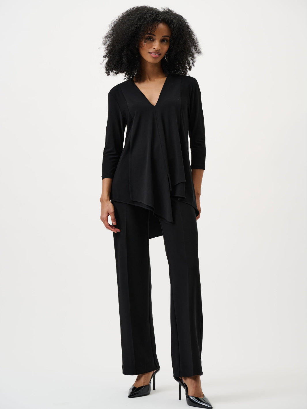 Joseph Ribkoff Pleated Straight Leg Pants In Black 153088CO-Nicola Ross