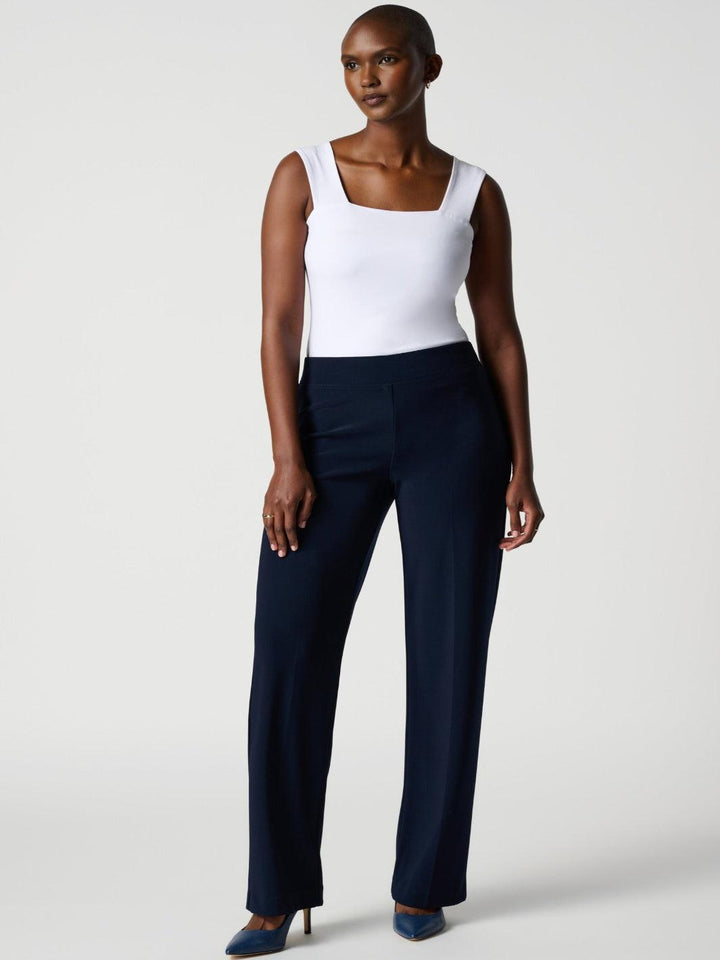 Joseph Ribkoff Pleated Straight Leg Pants In Midnight Blue 153088NOS-Nicola Ross