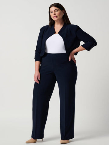 Joseph Ribkoff Pleated Straight Leg Pants In Midnight Blue 153088NOS-Nicola Ross