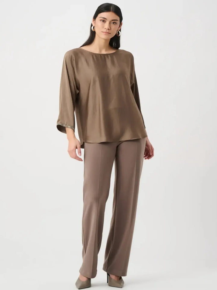 Joseph Ribkoff Pleated Straight Leg Pants In Mink 153088F26-Nicola Ross