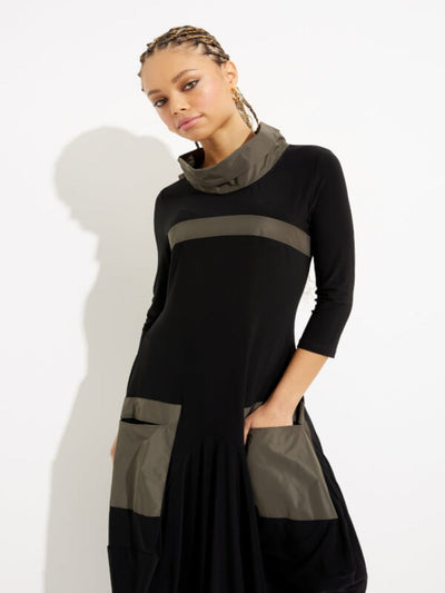 Joseph Ribkoff - Pocket Detail Dress in Khaki/Black 233110-Nicola Ross