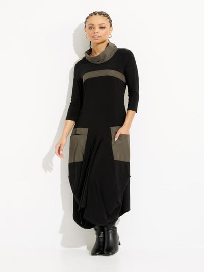 Joseph Ribkoff - Pocket Detail Dress in Khaki/Black 233110-Nicola Ross