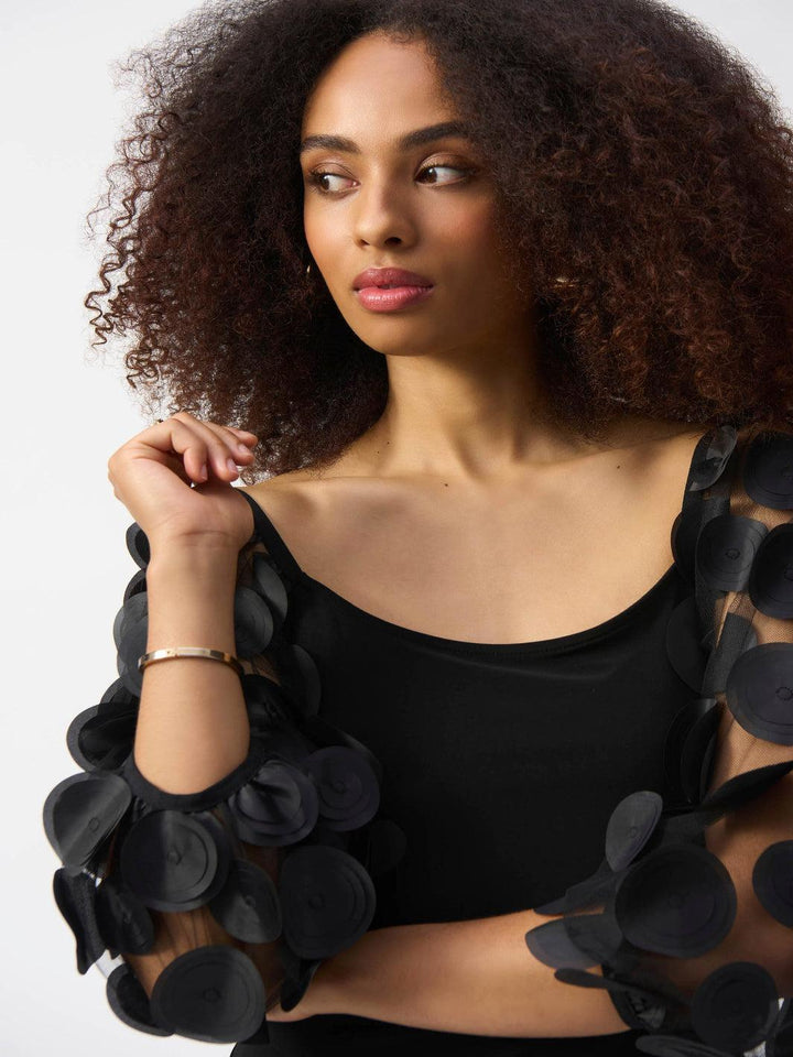 Joseph Ribkoff Polka Dot Sheer Pullover In Black 251273-Nicola Ross
