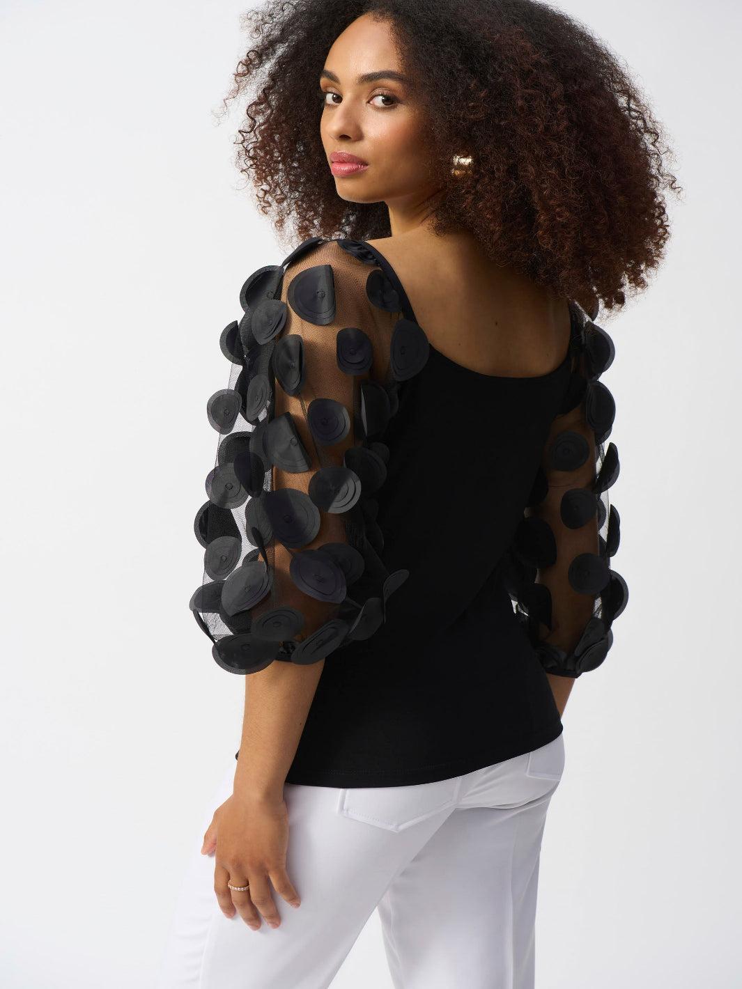 Joseph Ribkoff Polka Dot Sheer Pullover In Black 251273-Nicola Ross