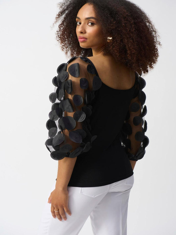 Joseph Ribkoff Polka Dot Sheer Pullover In Black 251273-Nicola Ross