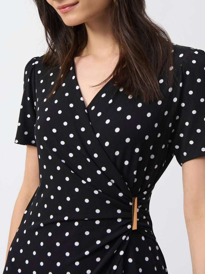 Joseph Ribkoff Polka Dot Wrap Jumpsuit In Black/Vanilla 251008-Nicola Ross
