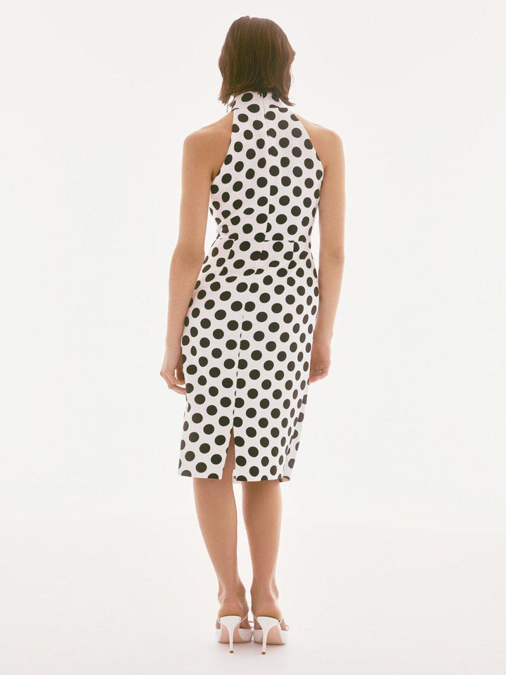 Joseph Ribkoff Polka-dot Halter Wrap Dress 251759-Nicola Ross