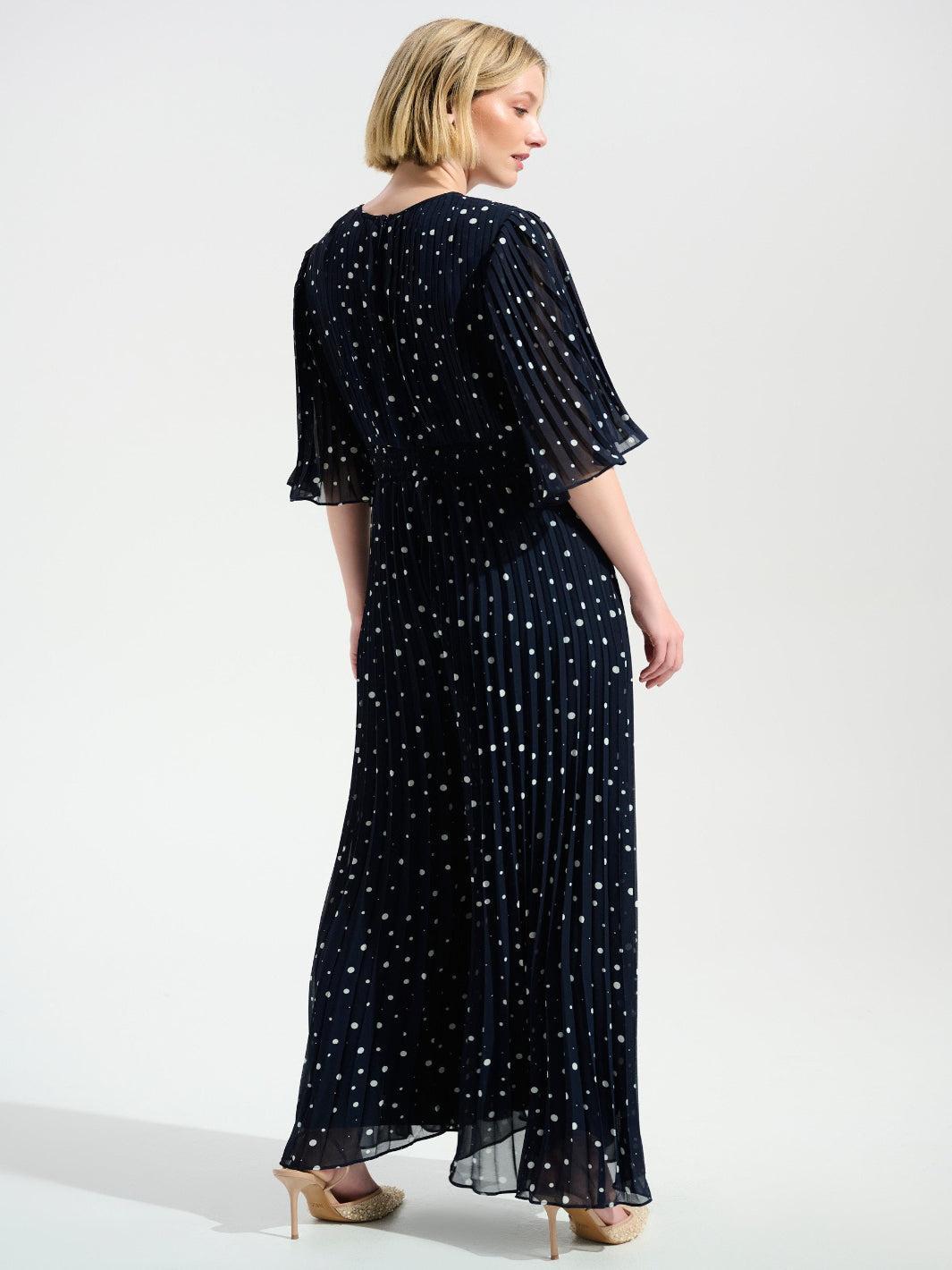 Joseph Ribkoff Polka-dot Jumpsuit In Midnight Blue/Vanilla 261756