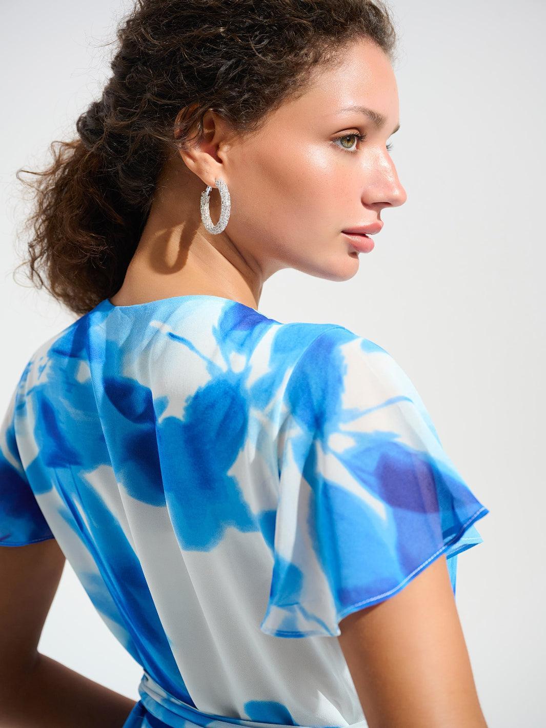 Joseph Ribkoff Print Wrap Dress In Vanilla/Blue 261739 – Nicola Ross