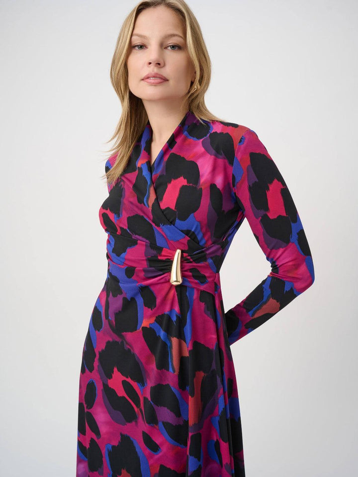 Joseph Ribkoff Printed Midi Dress In Black/Multi 264140-Nicola Ross
