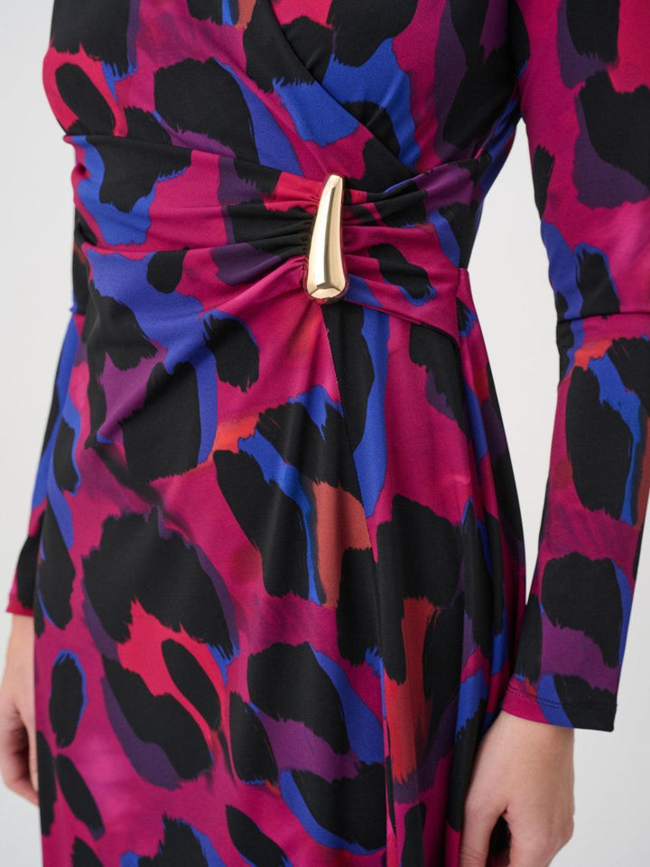 Joseph Ribkoff Printed Midi Dress In Black/Multi 264140-Nicola Ross