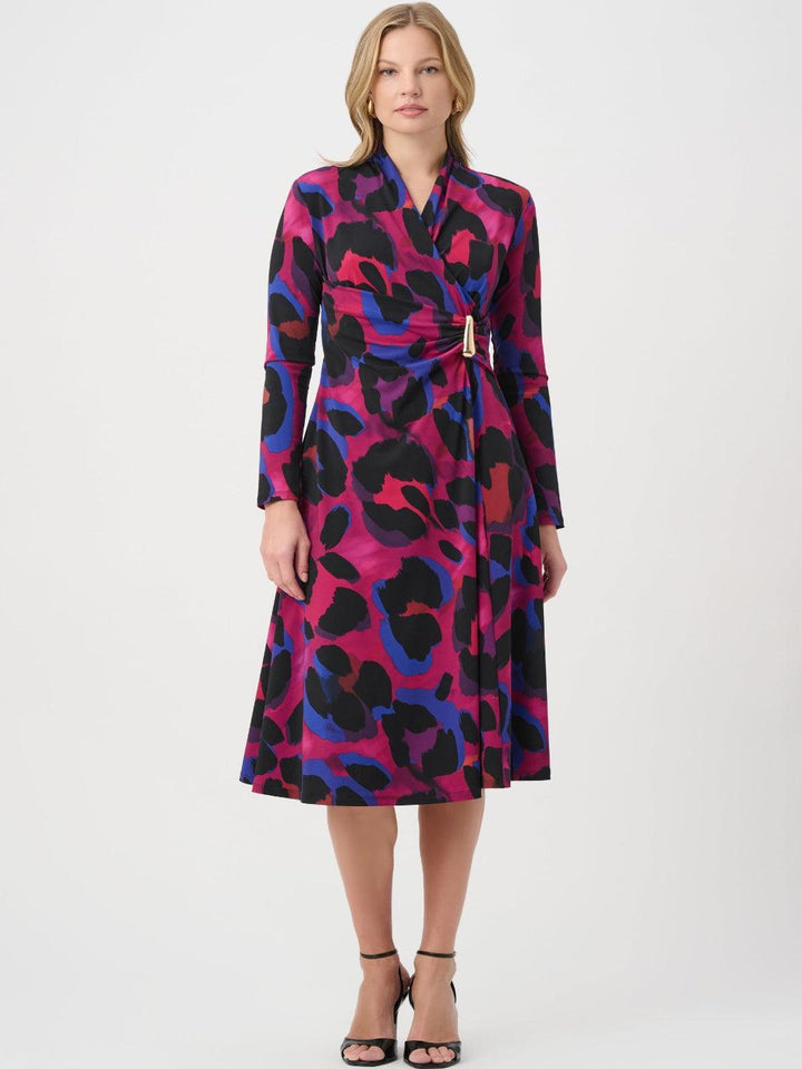 Joseph Ribkoff Printed Midi Dress In Black/Multi 264140-Nicola Ross