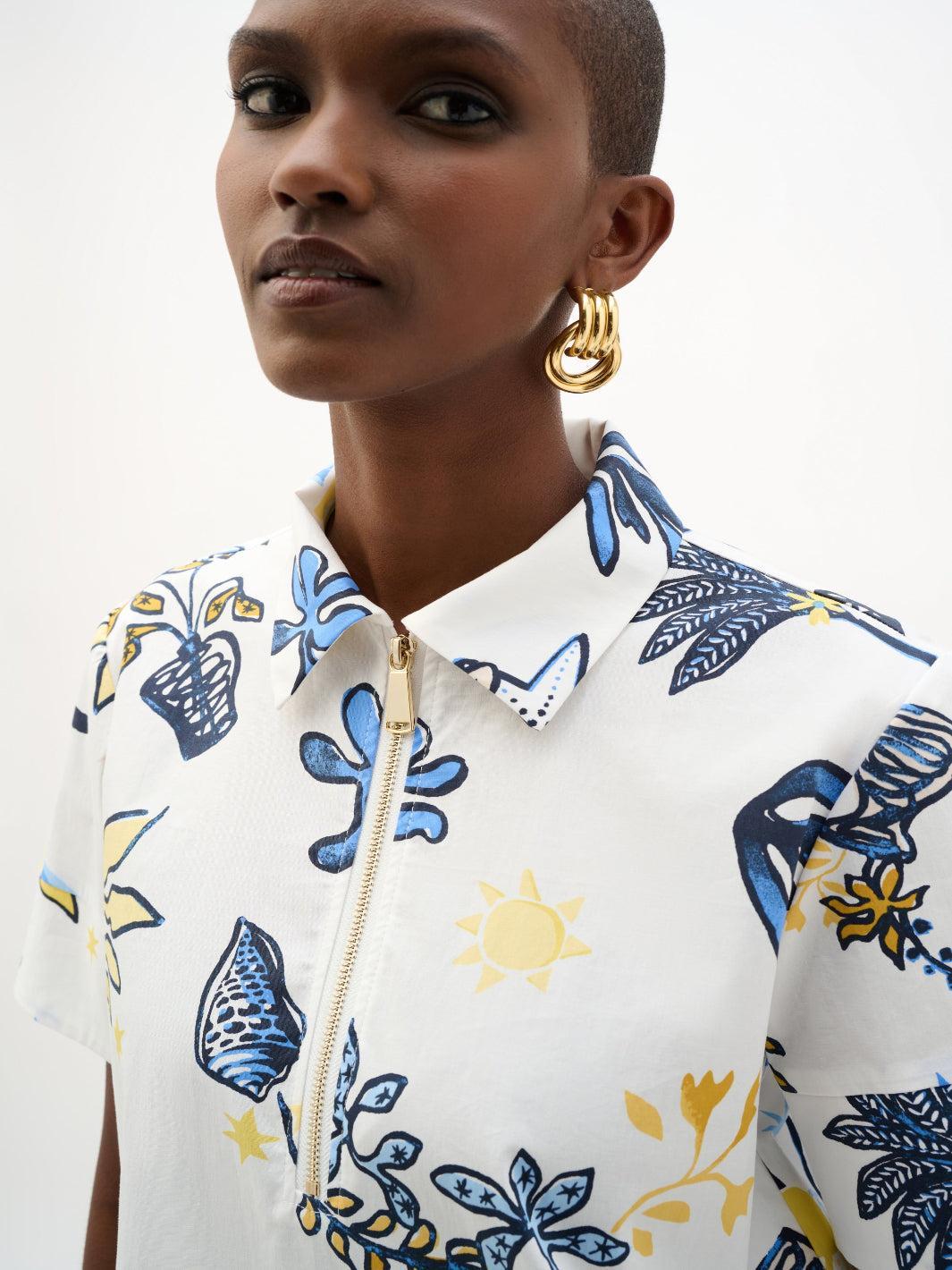 Joseph Ribkoff Printed Shirt Dress In Vanilla/Multi 262139-Nicola Ross