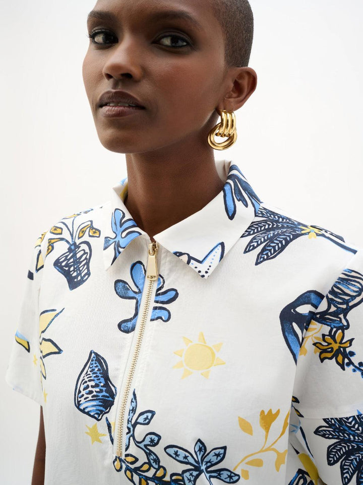 Joseph Ribkoff Printed Shirt Dress In Vanilla/Multi 262139-Nicola Ross