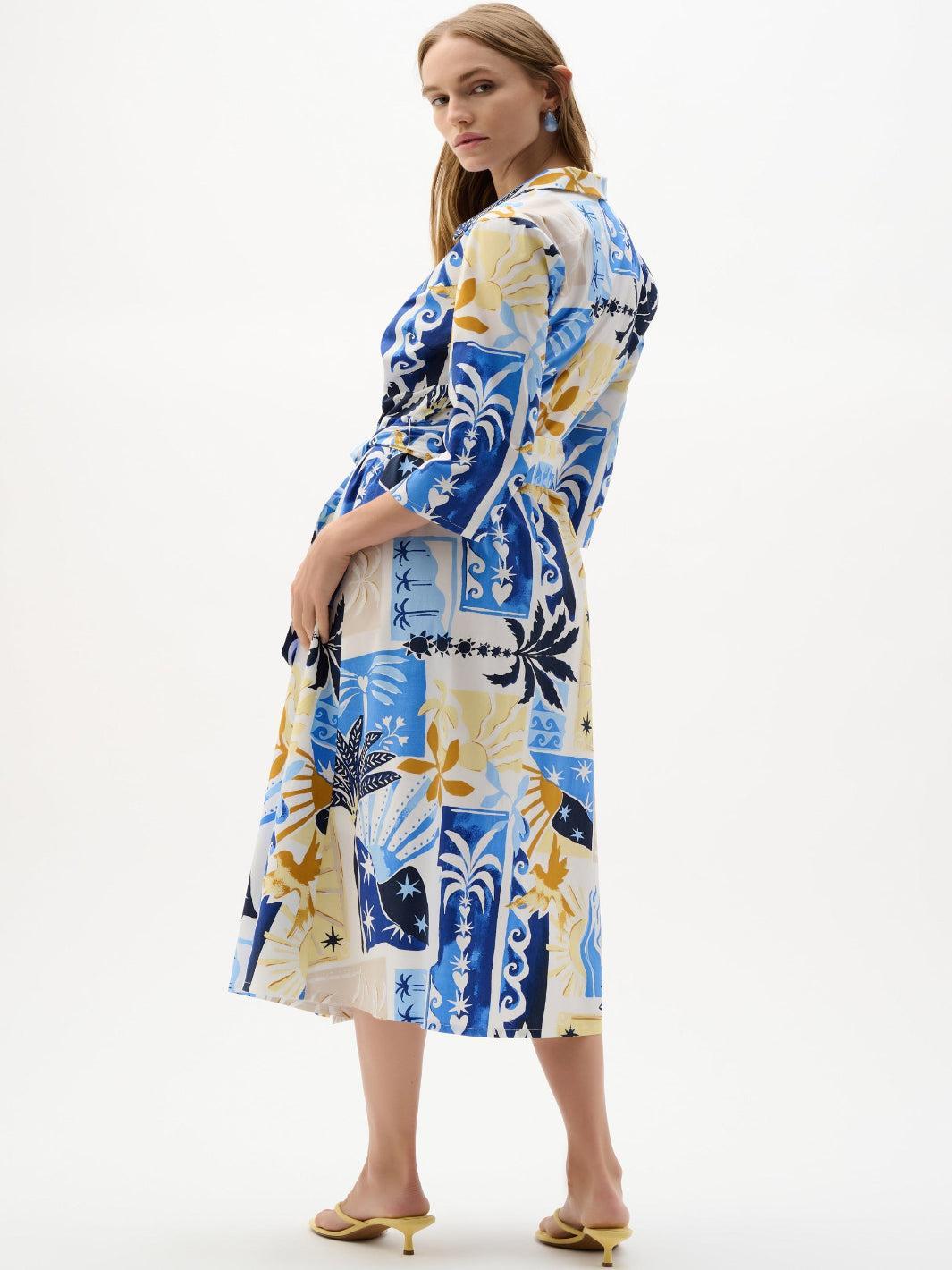 Joseph Ribkoff Printed Wrap Dress In Vanilla/Multi 262225-Nicola Ross