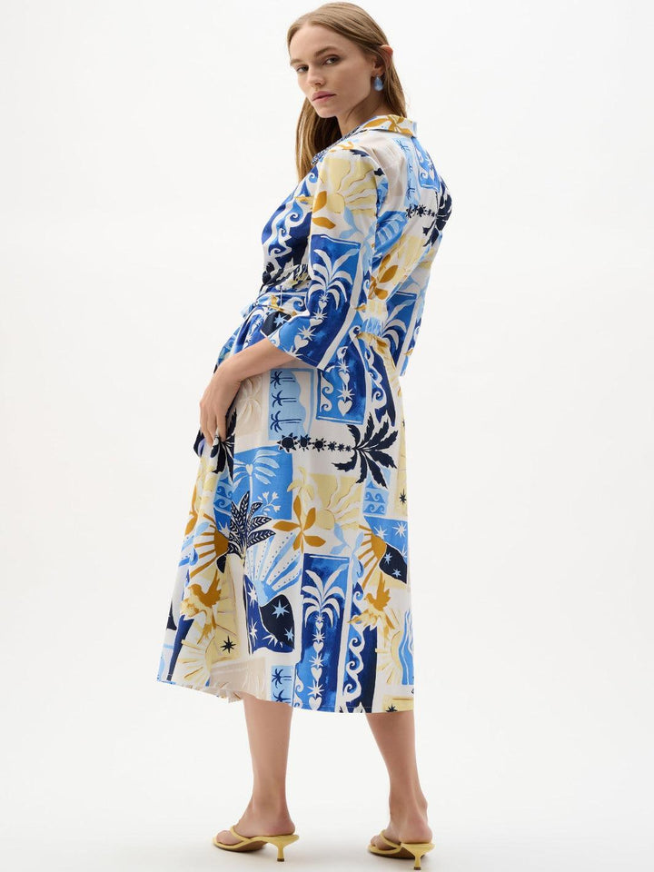 Joseph Ribkoff Printed Wrap Dress In Vanilla/Multi 262225-Nicola Ross