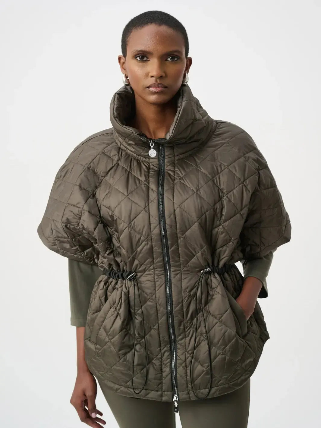 Joseph Ribkoff Quilted Jacket In Avocado 263643-Nicola Ross