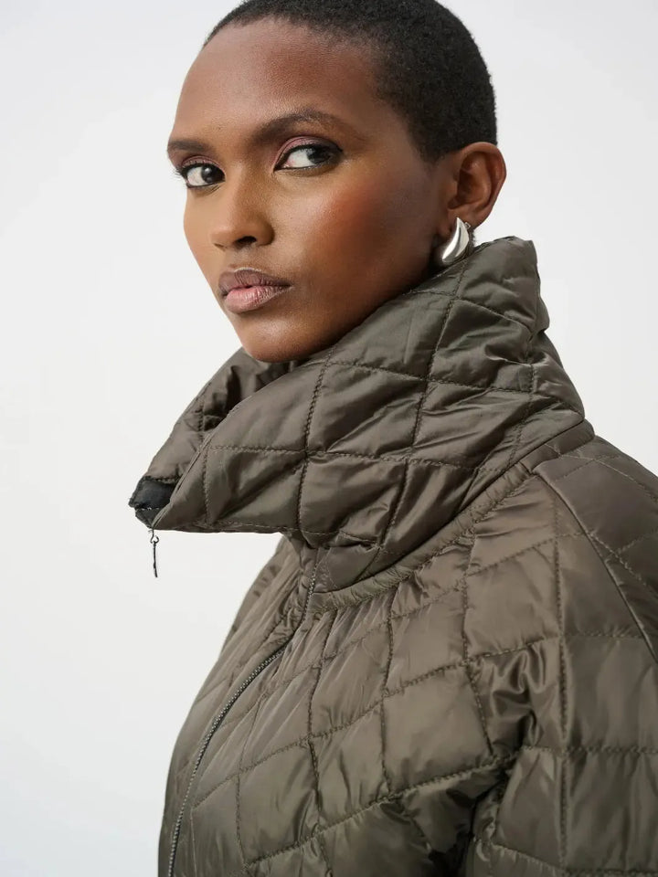 Joseph Ribkoff Quilted Jacket In Avocado 263643-Nicola Ross