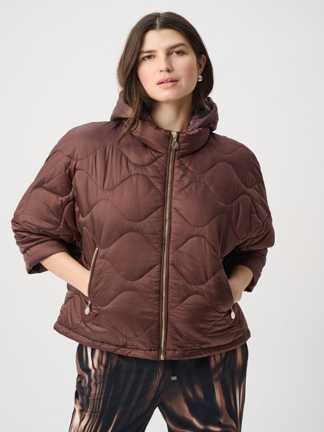 Joseph Ribkoff Quilted Jacket In Mahogany 264604-Nicola Ross