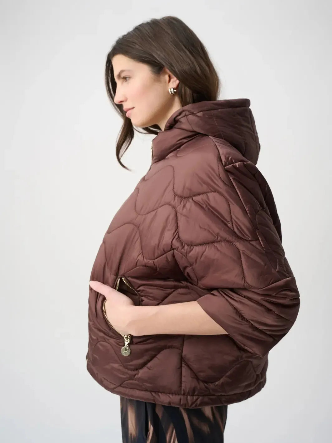 Joseph Ribkoff Quilted Jacket In Mahogany 264604-Nicola Ross