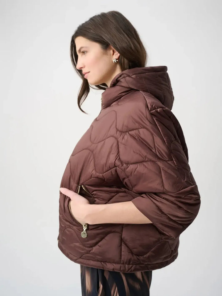Joseph Ribkoff Quilted Jacket In Mahogany 264604-Nicola Ross