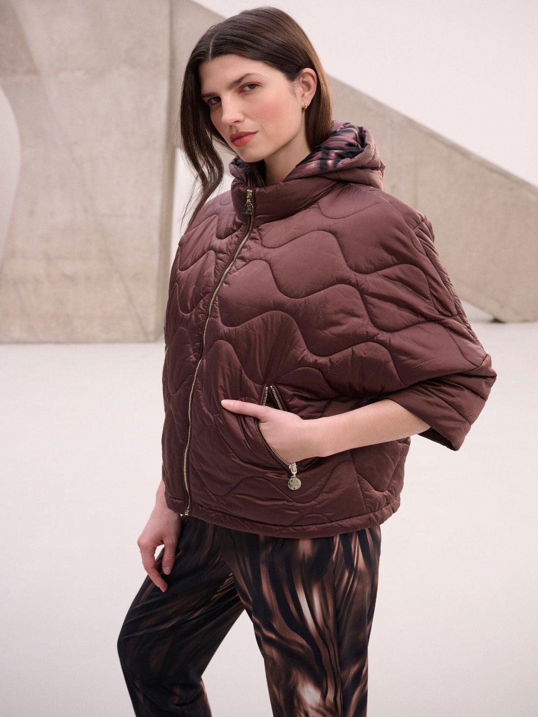 Joseph Ribkoff Quilted Jacket In Mahogany 264604-Nicola Ross