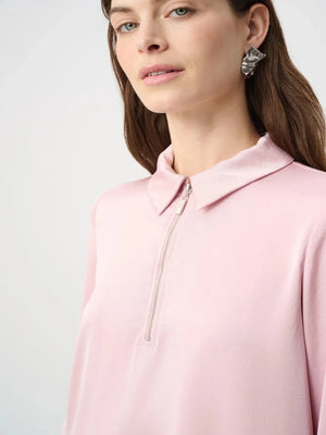 Joseph Ribkoff Recycled Satin Shirt collar Top In Blush 264050-Nicola Ross