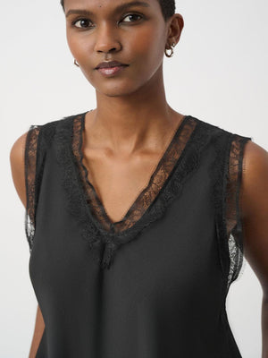 Joseph Ribkoff Recycled Satin Sleeveless Top In Black 264175-Nicola Ross