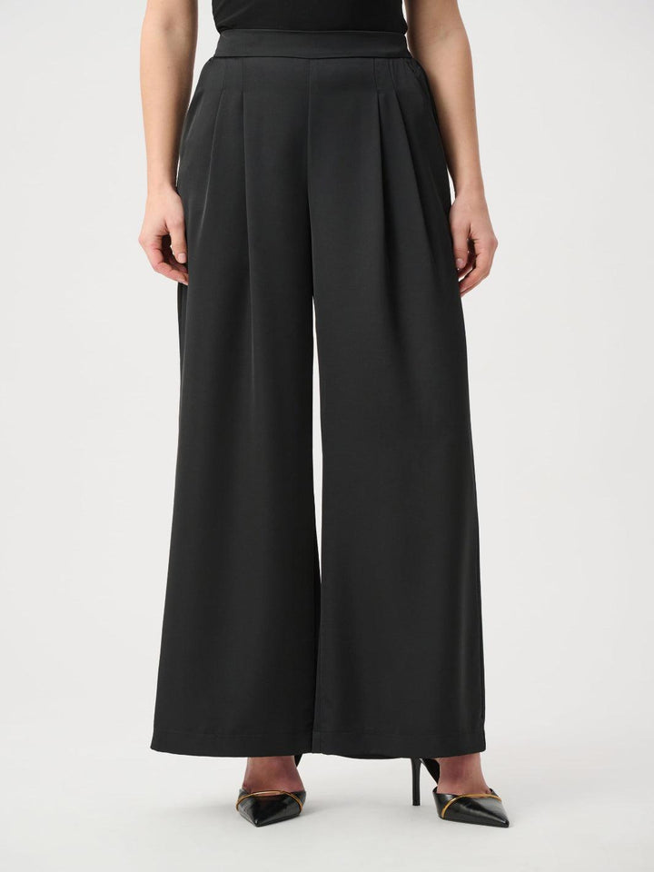 Joseph Ribkoff Recycled Satin Wide-Leg Pants In Black 264078-Nicola Ross
