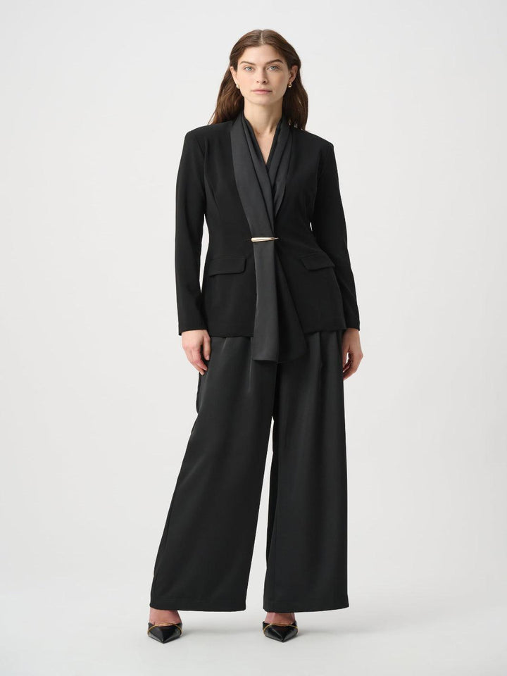 Joseph Ribkoff Recycled Satin Wide-Leg Pants In Black 264078-Nicola Ross
