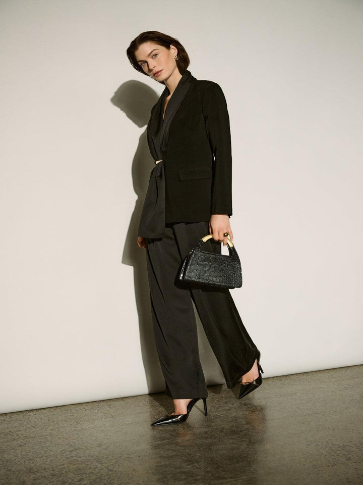 Joseph Ribkoff Recycled Satin Wide-Leg Pants In Black 264078-Nicola Ross